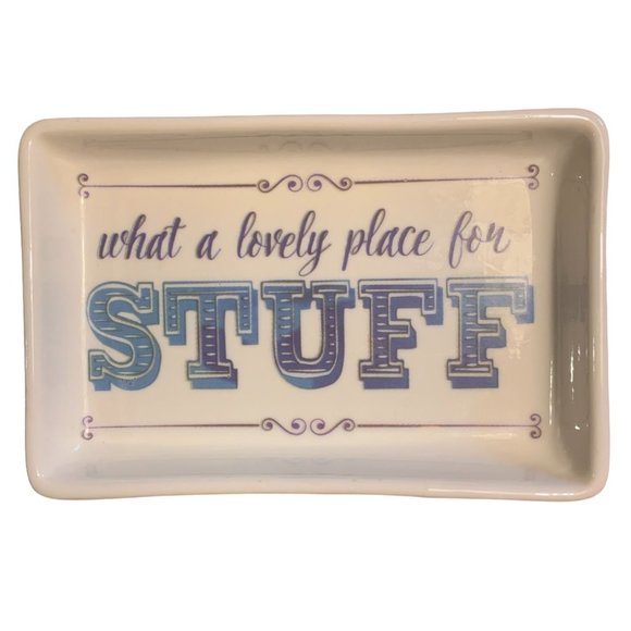 SET of 3 Trinket Dish Tray Jewelry Ring Coin Eyeglass Whimsical Colorful Ceramic - Picture 8 of 10